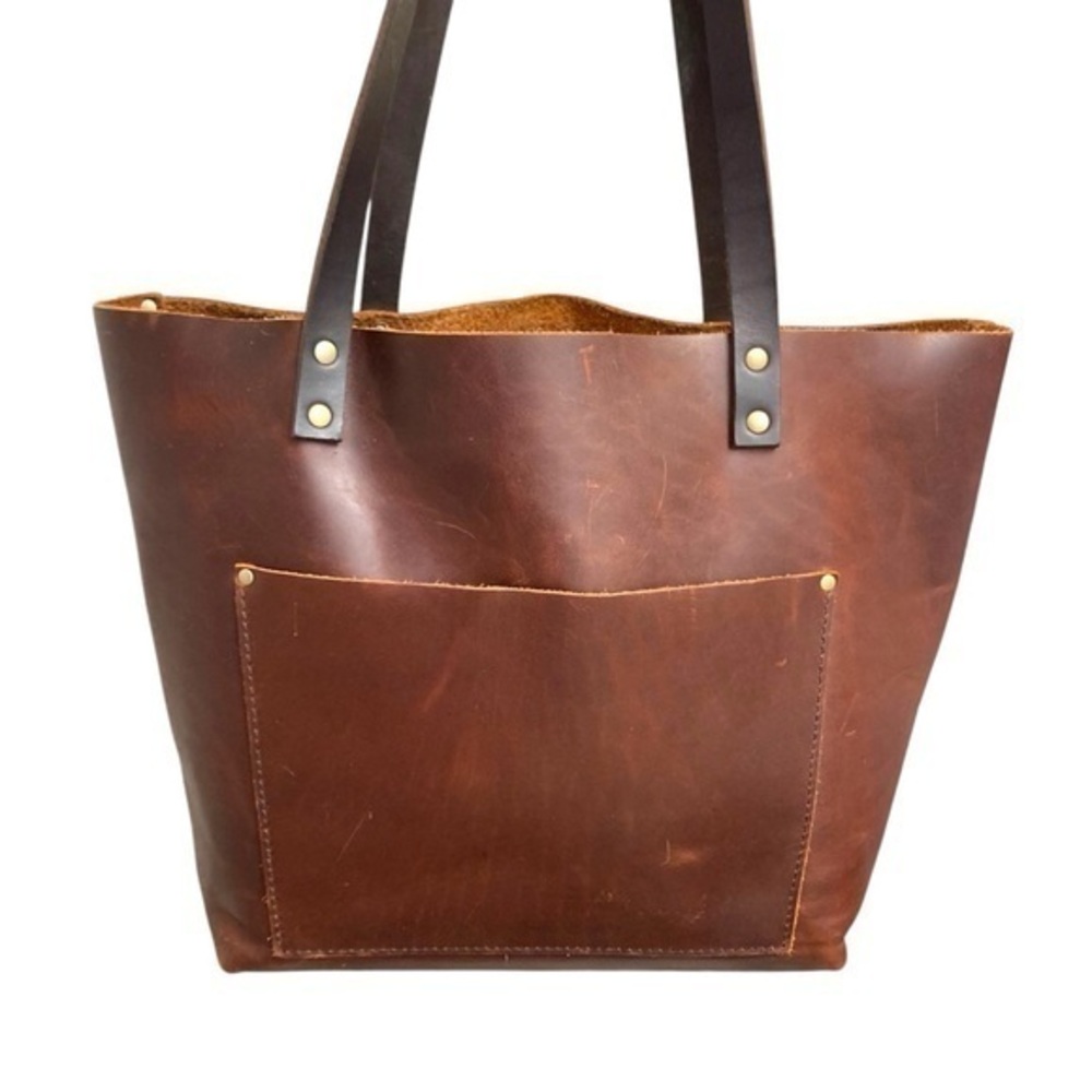Portland leather brown tote bag